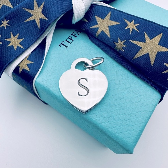 Tiffany & Co. Letter S Heart Tag Charm in Sterling Silver, Medium, Retired - Picture 1 of 8